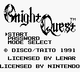 Knight Quest (Japan) Title Screen